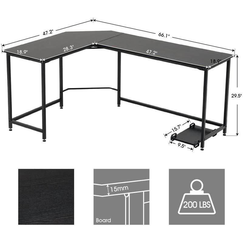 Latitude Run® Menasha 66.13'' Desk & Reviews Wayfair